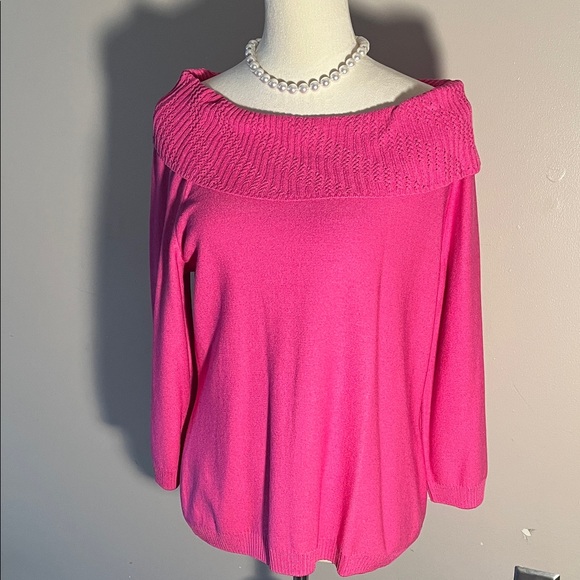 St. John Women's Pink Off-Shoulder Sweater